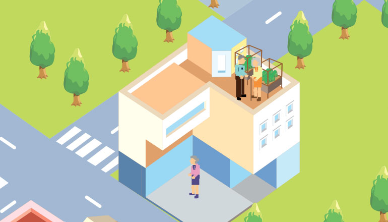 福祉施設・高齢者マンションのイラスト